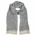 Linen Gauze Two-Tone Scarf Lightweight Handwoven Eyelash Fringe White Stripe BandsCo Straps