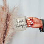 Ceramic Campfire Mug 14.5oz White Sesame Speckled Coffee Mug, Double-Sided BandsCo Straps