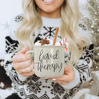 Ceramic Campfire Mug 14.5oz White Sesame Speckled Coffee Mug, Double-Sided BandsCo Straps