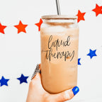 Liquid Therapy 17oz Glass Tumbler With Bamboo Lid, 2 Stainless Straws And Straw Cleaner BandsCo Straps