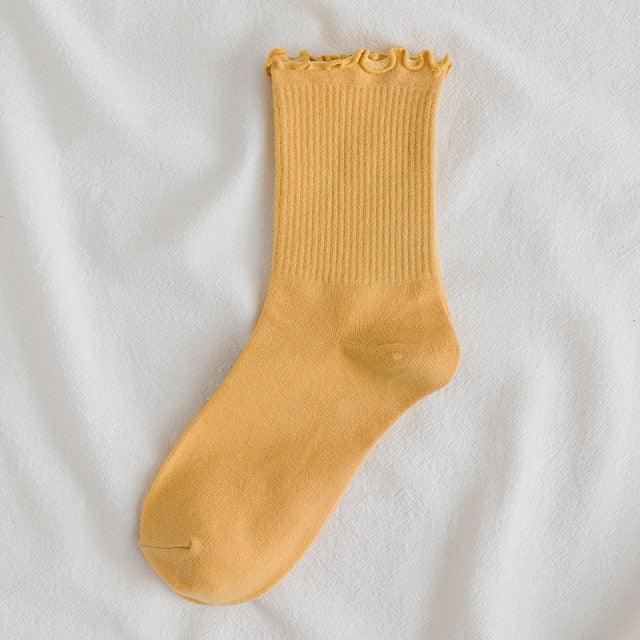 Little Flower Socks Girl's Socks Simple Solid Color Socks Women's Long Socks Kawaii Happy And Funny Breathable Socks For Women Stevvex