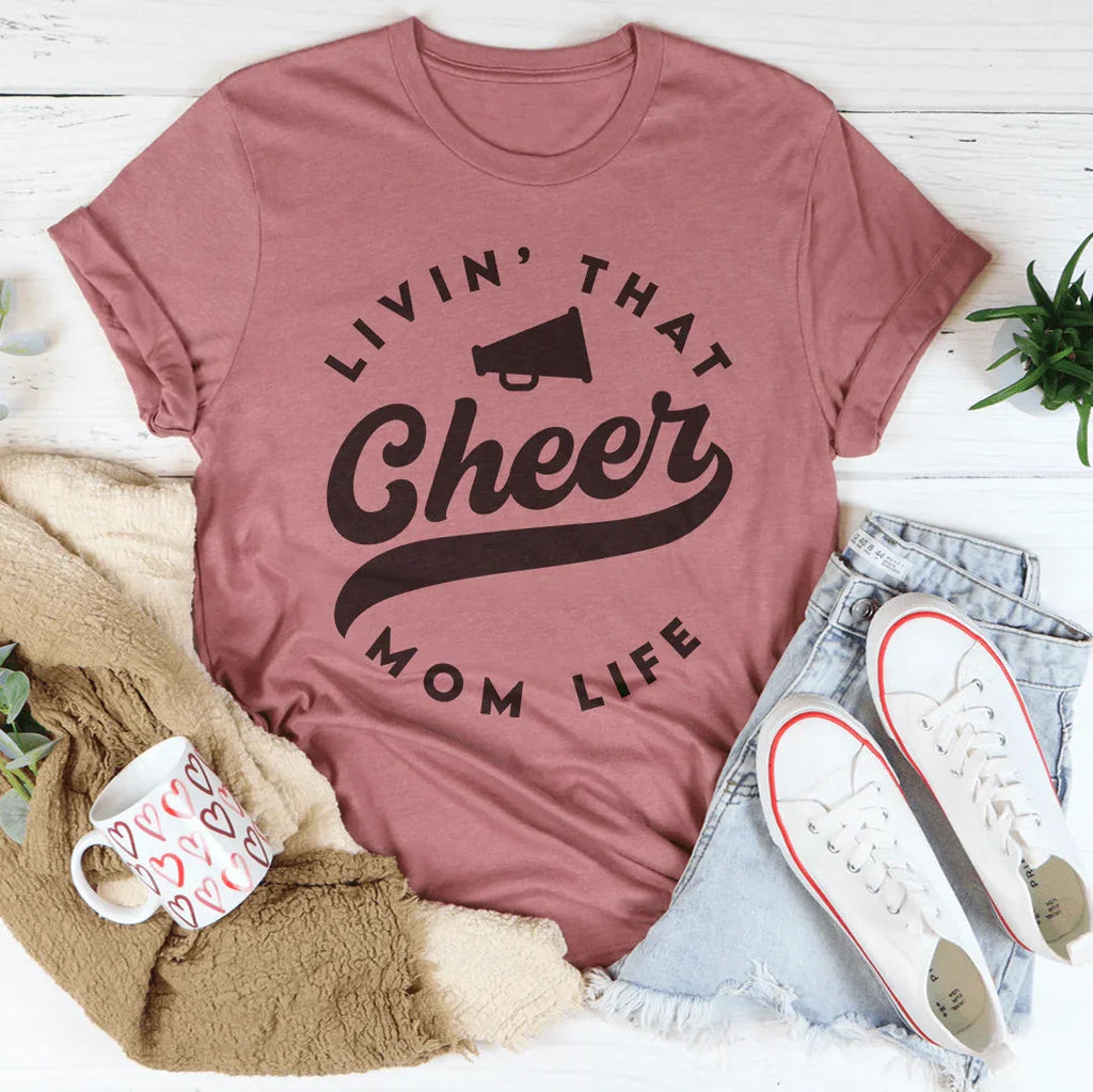 Livin That Cheer Mom Life Tee Peachy Sunday