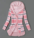 Thick Printed Hooded Knitted Cardigan Jacket Pi-Mart