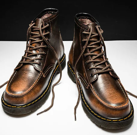 Men's High-Top Cowhide Martin Trendy Tooling Boots Pi-Mart