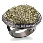 LO1694 Chocolate Gold Brass Ring – Multi-Color Crystal Statement Piece