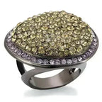 LO1694 Chocolate Gold Brass Ring – Multi-Color Crystal Statement Piece