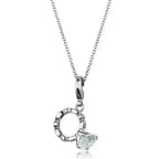 LO3490 - Rhodium Brass Pendant with AAA Grade CZ  in Clear