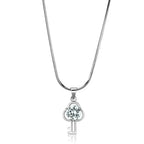 LO4161 - Rhodium Brass Chain Pendant with AAA Grade CZ  in Clear