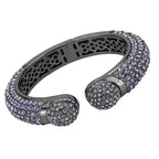 LO4312 - TIN Cobalt Black Brass Bangle with Top Grade Crystal  in