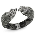 LO4333 Ruthenium Brass Bangle – Multi-Color Crystal Statement Piece