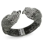 LO4333 Ruthenium Brass Bangle – Multi-Color Crystal Statement Piece