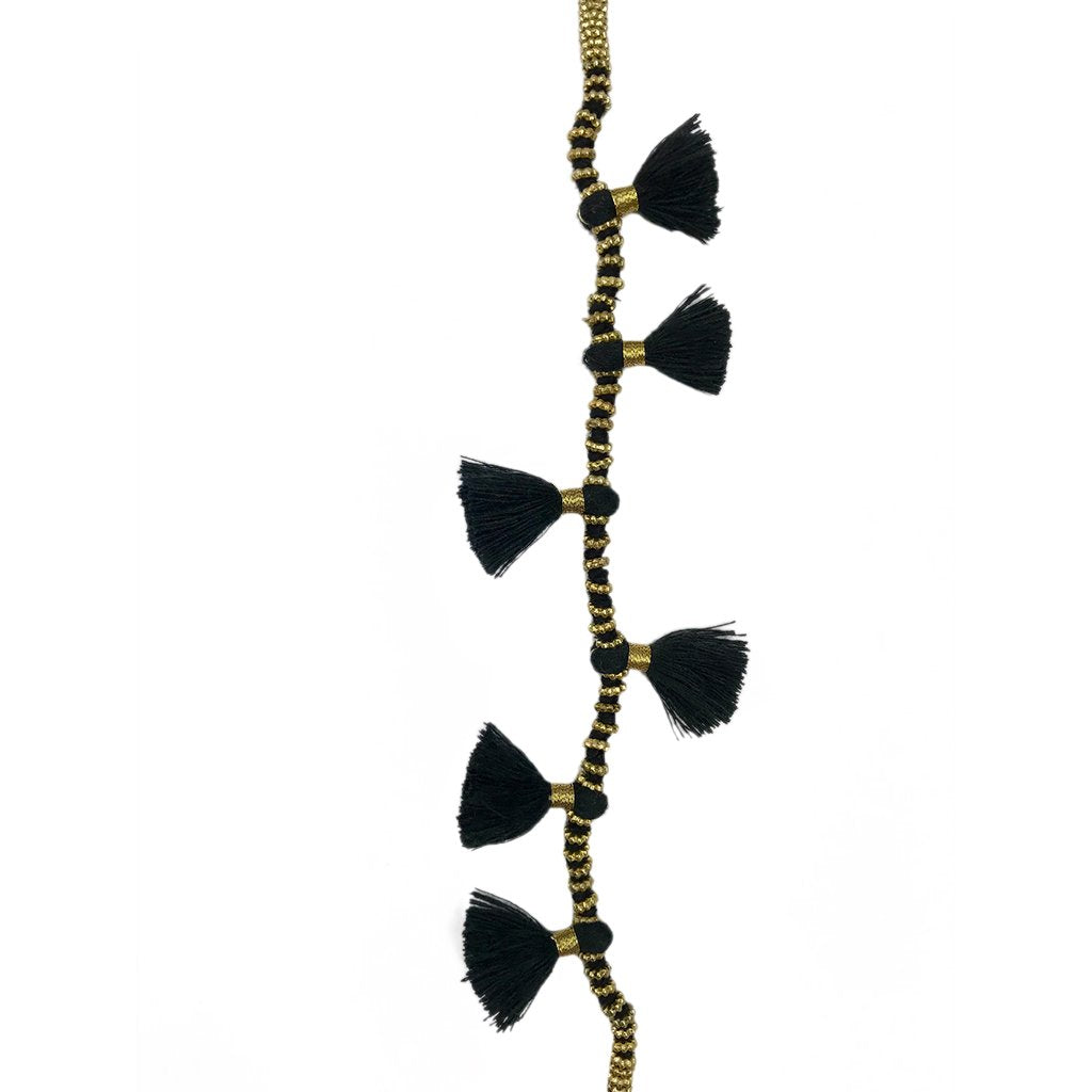 Long Cotton Tassel Necklace 23" Handmade Boho Indian Style Zinc Alloy Beads BandsCo Straps