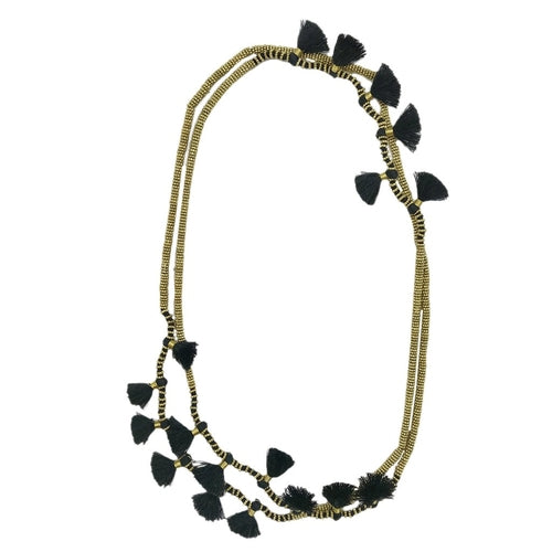 Long Cotton Tassel Necklace 23" Handmade Boho Indian Style Zinc Alloy Beads BandsCo Straps