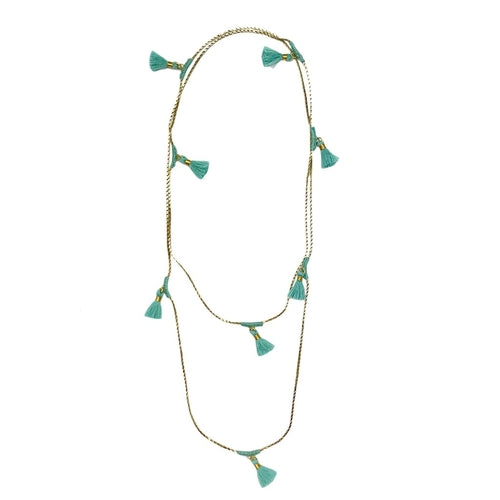 Long Cotton Tassel Necklace 25in Multiway Boho Layering Necklace Handmade India BandsCo Straps