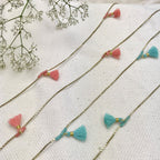 Long Cotton Tassel Necklace 25in Multiway Boho Layering Necklace Handmade India BandsCo Straps