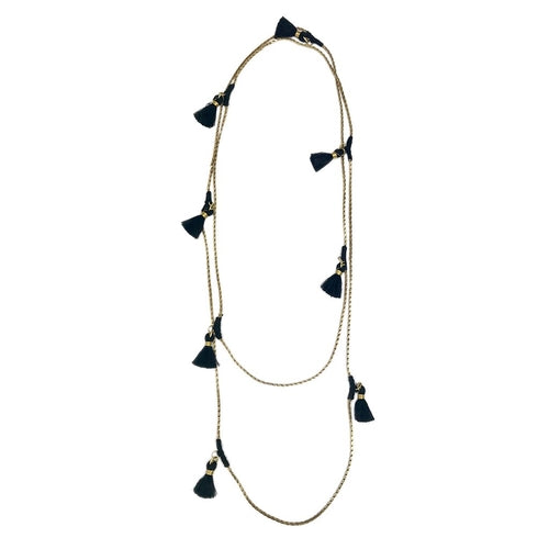 Long Cotton Tassel Necklace 25in Multiway Boho Layering Necklace Handmade India BandsCo Straps