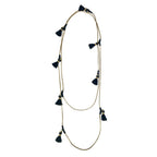 Long Cotton Tassel Necklace 25in Multiway Boho Layering Necklace Handmade India BandsCo Straps