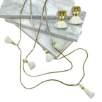 Long Cotton Tassel Necklace 25in Multiway Boho Layering Necklace Handmade India BandsCo Straps