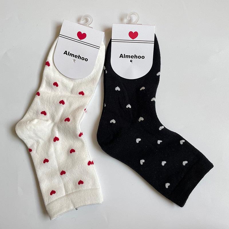 Long Cute Socks Women Cotton Love Heart With Print Kawaii Beautiful Ladies Designer Socks Winter Warm Socks High Art Warm Socks For Men And Women Stevvex