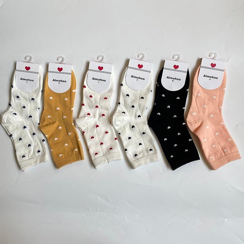 Long Cute Socks Women Cotton Love Heart With Print Kawaii Beautiful Ladies Designer Socks Winter Warm Socks High Art Warm Socks For Men And Women Stevvex