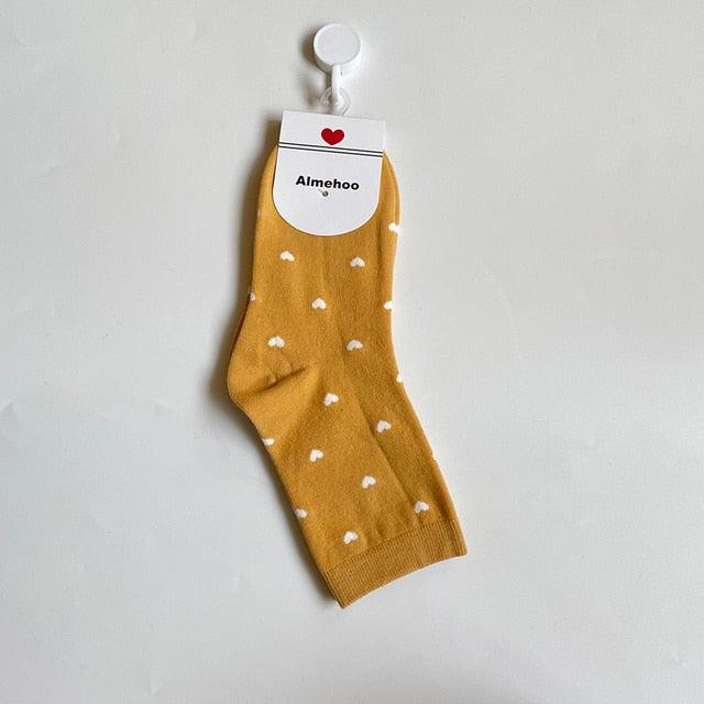 Long Cute Socks Women Cotton Love Heart With Print Kawaii Beautiful Ladies Designer Socks Winter Warm Socks High Art Warm Socks For Men And Women Stevvex