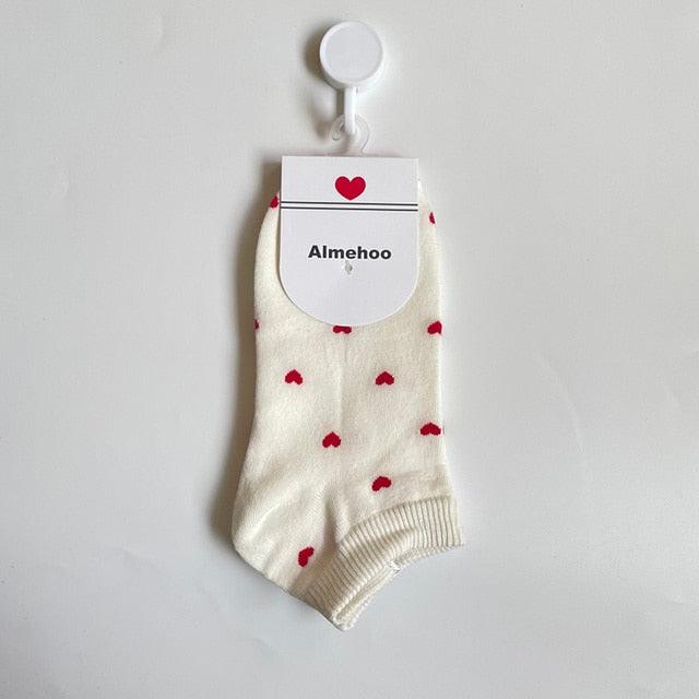 Long Cute Socks Women Cotton Love Heart With Print Kawaii Beautiful Ladies Designer Socks Winter Warm Socks High Art Warm Socks For Men And Women Stevvex