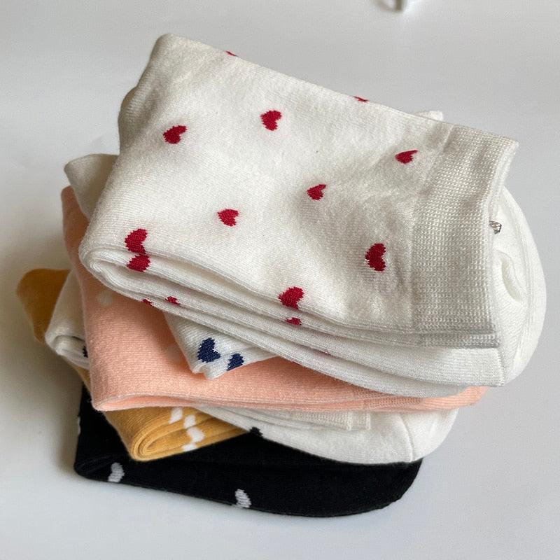 Long Cute Socks Women Cotton Love Heart With Print Kawaii Beautiful Ladies Designer Socks Winter Warm Socks High Art Warm Socks For Men And Women Stevvex
