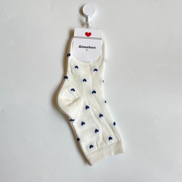 Long Cute Socks Women Cotton Love Heart With Print Kawaii Beautiful Ladies Designer Socks Winter Warm Socks High Art Warm Socks For Men And Women Stevvex