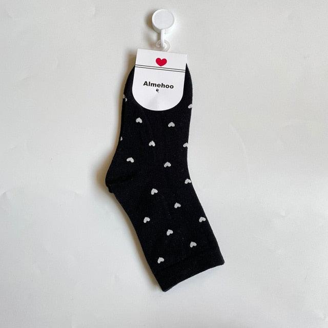 Long Cute Socks Women Cotton Love Heart With Print Kawaii Beautiful Ladies Designer Socks Winter Warm Socks High Art Warm Socks For Men And Women Stevvex