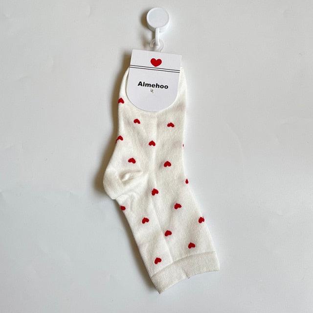 Long Cute Socks Women Cotton Love Heart With Print Kawaii Beautiful Ladies Designer Socks Winter Warm Socks High Art Warm Socks For Men And Women Stevvex