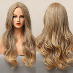 Long Honey Brown Synthetic Wigs with Side Bangs Natural Wave Wigs for Afro American Women Heat Resistant Cosplay Party Daily Use Wigs For Black Women Cosplay Wigs For Women Stevvex