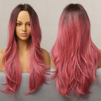Long Honey Brown Synthetic Wigs with Side Bangs Natural Wave Wigs for Afro American Women Heat Resistant Cosplay Party Daily Use Wigs For Black Women Cosplay Wigs For Women Stevvex