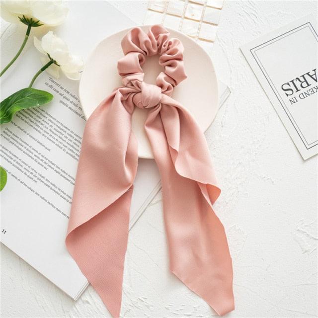 Long Ribbon Women Ponytail Scrunchies Scarf Elastic Hair Band Knotted Streamer Hair Ties Silky Satin Hair Rope Ponytail Holder Accessories for Women Stevvex