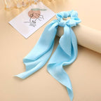 Long Ribbon Women Ponytail Scrunchies Scarf Elastic Hair Band Knotted Streamer Hair Ties Silky Satin Hair Rope Ponytail Holder Accessories for Women Stevvex