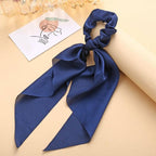 Long Ribbon Women Ponytail Scrunchies Scarf Elastic Hair Band Knotted Streamer Hair Ties Silky Satin Hair Rope Ponytail Holder Accessories for Women Stevvex