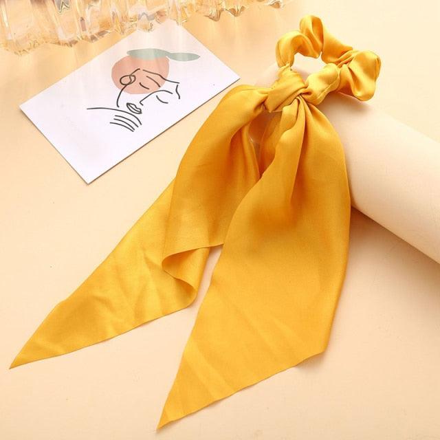 Long Ribbon Women Ponytail Scrunchies Scarf Elastic Hair Band Knotted Streamer Hair Ties Silky Satin Hair Rope Ponytail Holder Accessories for Women Stevvex