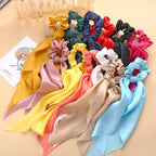 Long Ribbon Women Ponytail Scrunchies Scarf Elastic Hair Band Knotted Streamer Hair Ties Silky Satin Hair Rope Ponytail Holder Accessories for Women Stevvex