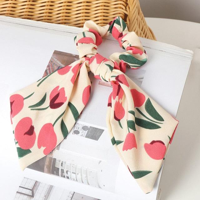 Long Ribbon Women Ponytail Scrunchies Scarf Elastic Hair Band Knotted Streamer Hair Ties Silky Satin Hair Rope Ponytail Holder Accessories for Women Stevvex