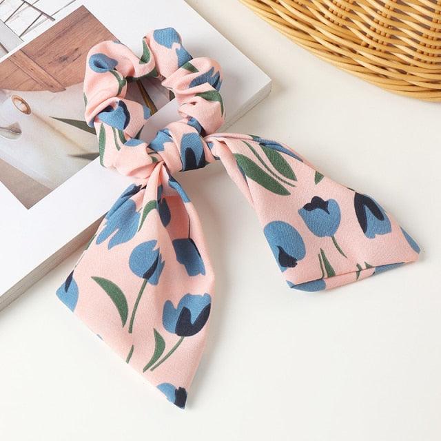 Long Ribbon Women Ponytail Scrunchies Scarf Elastic Hair Band Knotted Streamer Hair Ties Silky Satin Hair Rope Ponytail Holder Accessories for Women Stevvex