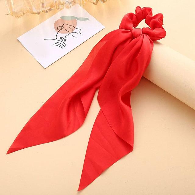 Long Ribbon Women Ponytail Scrunchies Scarf Elastic Hair Band Knotted Streamer Hair Ties Silky Satin Hair Rope Ponytail Holder Accessories for Women Stevvex