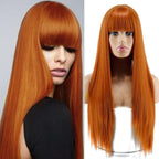 Long Straight Synthetic Black Wig Mixed Brown and Blonde Long Wig For Black Women Middle Part Nature Wigs For Black Women Cosplay Wigs For Women Stevvex