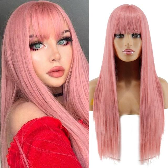 Long Straight Synthetic Black Wig Mixed Brown and Blonde Long Wig For Black Women Middle Part Nature Wigs For Black Women Cosplay Wigs For Women Stevvex