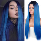 Long Straight Synthetic Black Wig Mixed Brown and Blonde Long Wig For Black Women Middle Part Nature Wigs For Black Women Cosplay Wigs For Women Stevvex