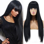 Long Straight Synthetic Black Wig Mixed Brown and Blonde Long Wig For Black Women Middle Part Nature Wigs For Black Women Cosplay Wigs For Women Stevvex