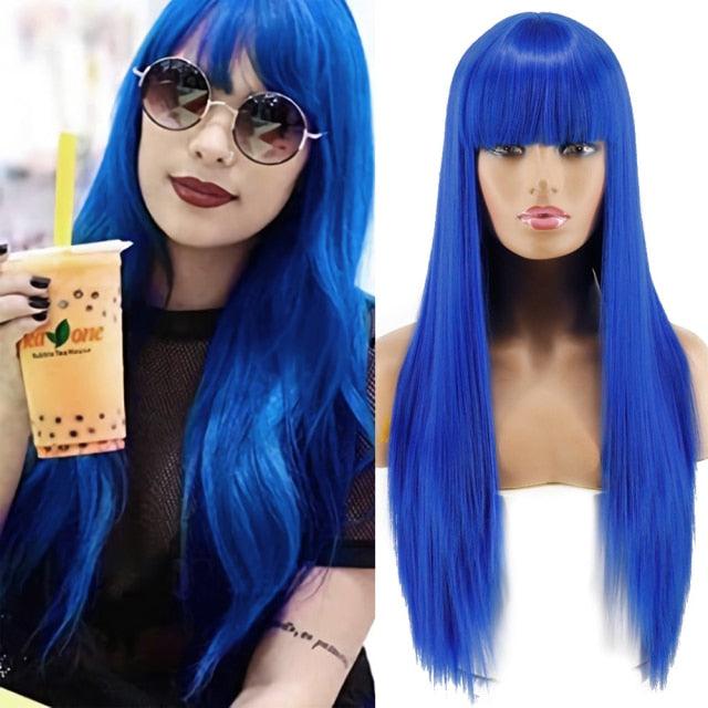 Long Straight Synthetic Black Wig Mixed Brown and Blonde Long Wig For Black Women Middle Part Nature Wigs For Black Women Cosplay Wigs For Women Stevvex