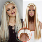 Long Straight Synthetic Black Wig Mixed Brown and Blonde Long Wig For Black Women Middle Part Nature Wigs For Black Women Cosplay Wigs For Women Stevvex