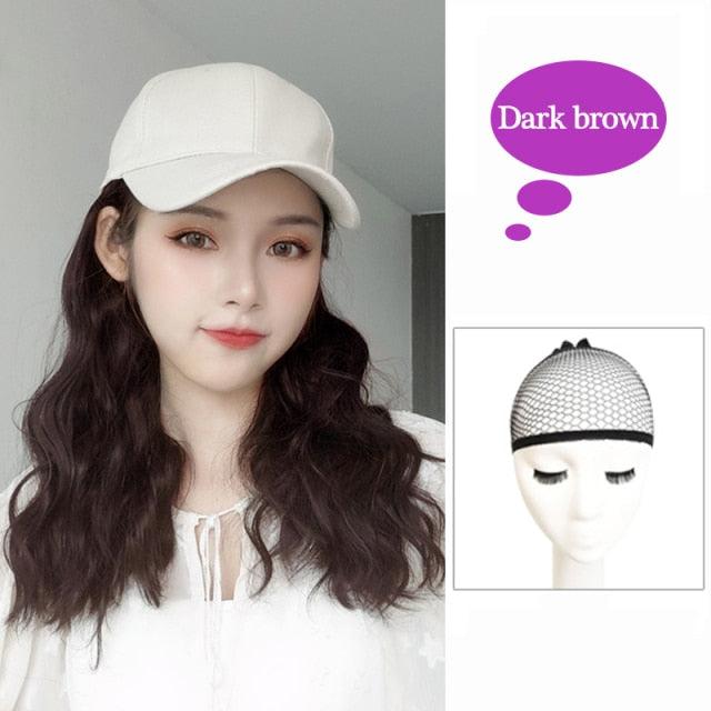 Long Synthetic Baseball Cap Hair Wig Natural Black Cap Hair Extensions Natural Corn Whisker wig Wave Wigs Hat Wig Adjustable Wigs For Black Women Cosplay Wigs For Women Stevvex