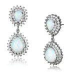 LOS879 - Rhodium 925 Sterling Silver Earrings with Semi-Precious Opal