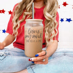 Losing My Mind 17oz Glass Tumbler With Bamboo Lid Stainless Straws Straw Cleaner Gift BandsCo Straps