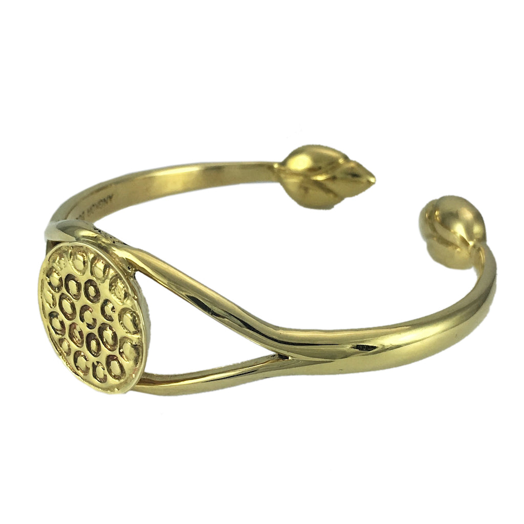 Lotus Cuff Handcast Polished Artisan Bracelet - Symbolic Rebirth From Cambodia BandsCo Straps